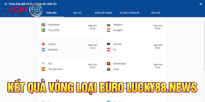 Kết quả vòng loại Euro đêm qua và ưu điểm tại nhà cái Lucky88